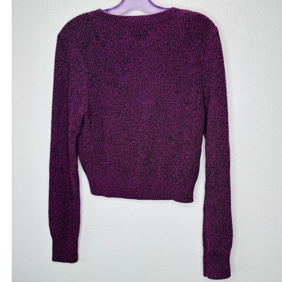 NWT Bobiblack Black Berry Marled VNeck Long Sleeve Crop Sweater S - Picture 4 of 10
